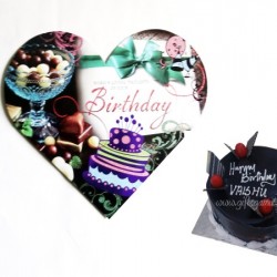 Chocolate cake Heart shape card combo
