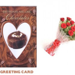 Chocolate card Red rose bunch combo