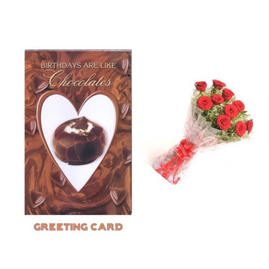 Chocolate card Red rose bunch combo