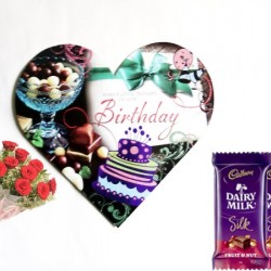 Heart card Chocolate flowers combo