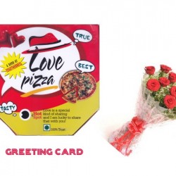 Love Pizza Card n Flowers