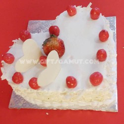 Heart Shaped White Forest Cake - 1 Kg